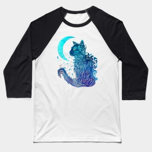 Cat Moon Dreaming (Blue Kitty Edition) Baseball T-Shirt